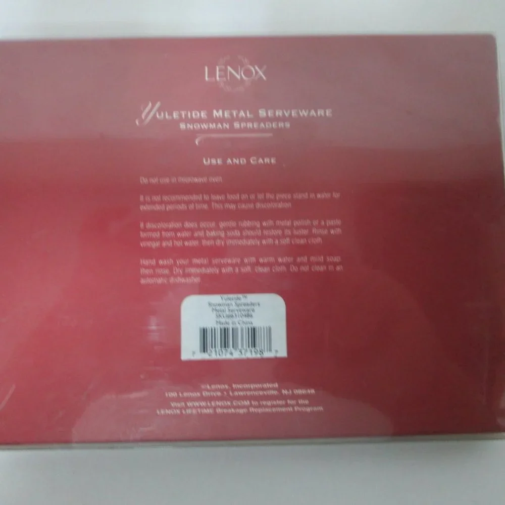 Lenox Yuletide Snowman Holiday Spreaders Christmas cheese knives Set 4 NEW NIB